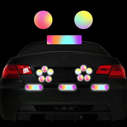Bicycle Stickers Rainbow Car Decals Reflective Rim Tape for Bikes Pink Rims for Cars,Bike,Skateboard, Motorcycle Nighty Safety Warning Sticker (42 Pcs for Car Body) - style: 42 Pcs for Car Body