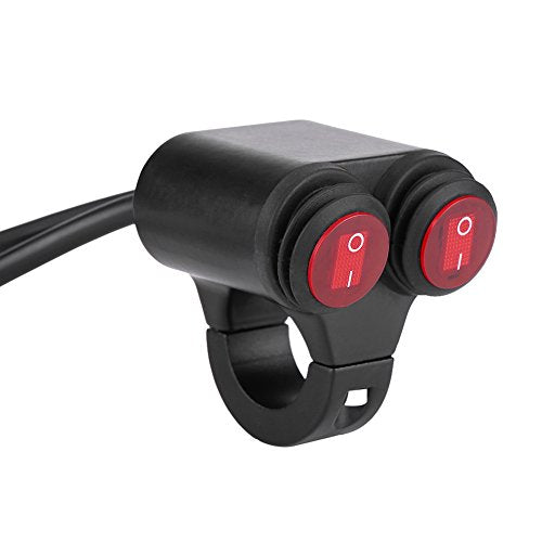 Keenso Universal 22mm Motorcycle Handlebar Headlight Switch- Handlebar Brake Fog Lights Horn Dual Control Button Switch (C) - color: C