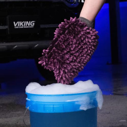 VIKING Car Wash Mitt, Microfiber for Car Cleaning, Premium Chenille, Purple, 10 inch x 8 inch, 2 Pack - color: Purple