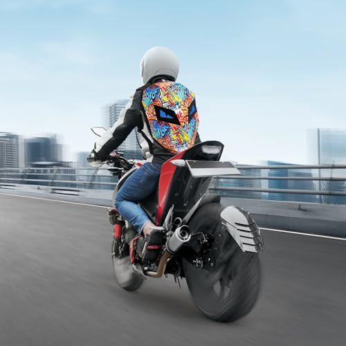 Ruconla LED Backpack Laptop Bag Motorcycle Riding bag, Hard Shell LED Motorbike Luggage Bags High-Capacity Helmet, Waterproof Backpack With Programmable Screen[Battery not included] - color: Graffiti