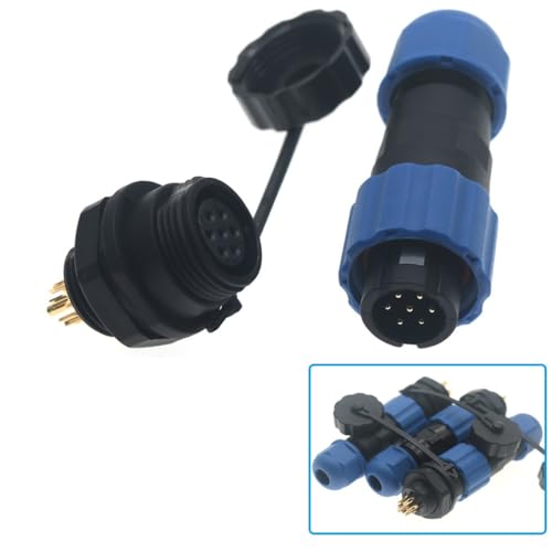 SD13 IP68 1-7 PIN Waterproof Power Connector, High Voltage Circular Industrial Electrical Cable Wire Connector Plug, Rear Nut Panel Socket (3, Rear nut Male Plug, 7pin) - color: Rear nut male plug, size: 7pin