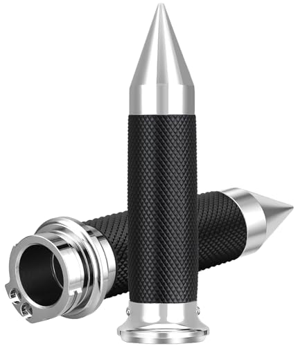 7/8" Motorcycle Hand Grips with Throttle Assist Non-Slip Hand Grip for Harley Yamaha Kawasiki Suzuki Cruisers Motorbikes Choppers Spiked Grips - color: black/Chrome