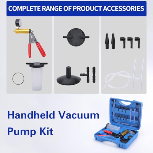Brake Bleeder Kit with Hand Held Vacuum Pump and Adapters, with Vacuum Brake Bleeder Pump Pressure Gauge for Automotive Car Motorbike(Black) - color: black