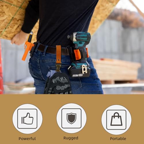 KUNN Leather Glove Clips for Work Glove Holders Heavy Duty Glove Belt Bronze Clip for Construction - color: Brown