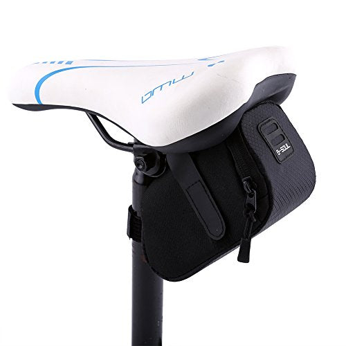 Zopsc Saddle Bag, Super Light Under Seat Storage Bag with Zippered Opening for Road Mountain Cycling Black Blue Red 15 x 7 x 7cm - color: black