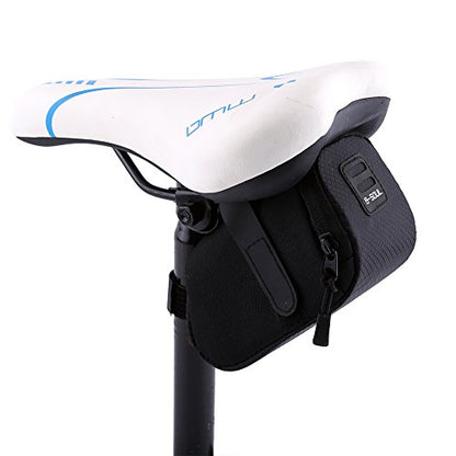 Zopsc Saddle Bag, Super Light Under Seat Storage Bag with Zippered Opening for Road Mountain Cycling Black Blue Red 15 x 7 x 7cm - color: black