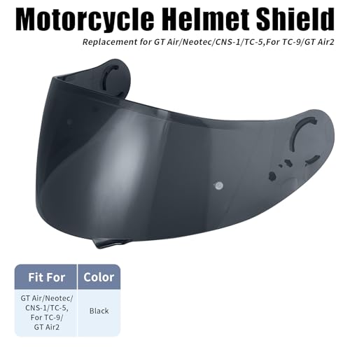 GT Air Visor Repalcement for GT Air 2, Outer Face Helmet Shield Compatible with CNS-1/Neotec/TC-5/TC-9 Accessories (Black) - color: Black