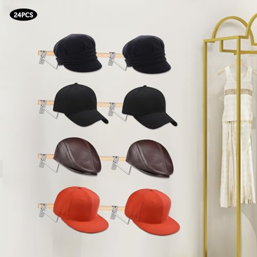 24PCS Helmet Holder Rack, Wall Mount Helmts Stand, Round Hat Racks, Hat Hanger Gridwall Hooks, Slat Panels Cap Rack for Jacket, Motorcycle Accessories (Silvery) - color: Silvery