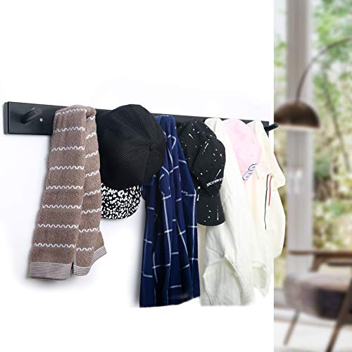 WEBI Coat Rack Wall Mounted,10 Hooks,38" Long Coat Hanger Wall Mount,Bamboo Peg Rail Hat Hooks for Hanging Caps,Jacket,Clothes,Coats,Black,2 Packs - color: Black, size: 38 inch(2 Packs)