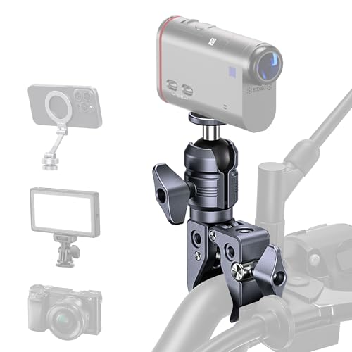 Sport Camera Holder Kit, 25mm Ball Head with 1/4" -20 Screw, 360° Rotatable Super Clamp for DSLR/Action Cameras, Fits 0.5-2" Rods, for Vlogging, Motorcycle (KCB-7) - color: KCB-7 Ball Mount Strong Rod Clamp