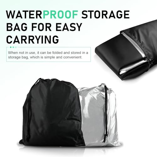 Motorcycle Cover, All-season Waterproof Protective Outdoor Shield with Lock-holes, Polyester Motorbike Cover with Storage Bag, for Up to 49.2" x 96.5" Motorcycles (Black)