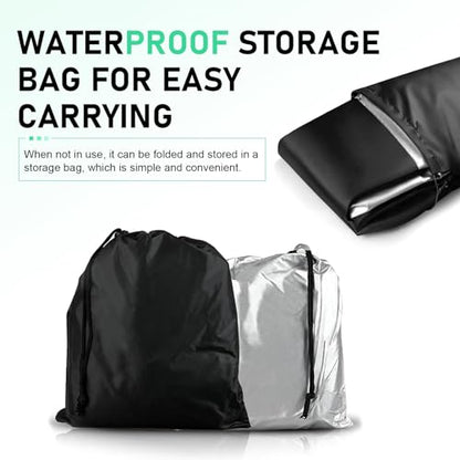 Motorcycle Cover, All-season Waterproof Protective Outdoor Shield with Lock-holes, Polyester Motorbike Cover with Storage Bag, for Up to 49.2" x 96.5" Motorcycles (Black)