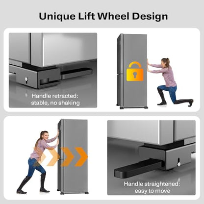 Appliance Rollers Heavy Duty,Newest Extendable Appliance Sliders,Liftable Washing Machine Base,Easily Move Washer and Dryer Machines,Refrigerators,Furniture-Grey - color: Grey