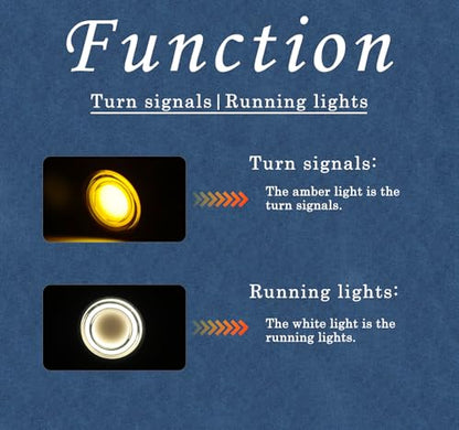 Motorcycle Universal LED Turn Signals Front Bullet Running Lights Compatible with Harley Honda Yamaha Kawasaki Suzuki - color: Amber/White