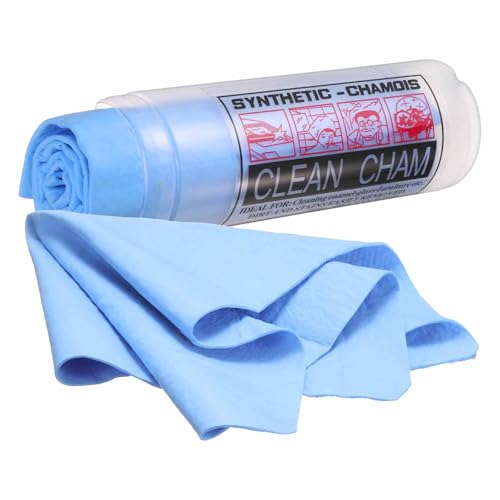 HARFINGTON Car Premium Shammy Cloth 26" x 16.9" PVA Chamois Wash Drying Towel Ultra Absorbent No Scratches in D Shaped Bucket for Cars Motorcycles Mirrors Glass Countertops Phone Laptop, Blue - color: Blue