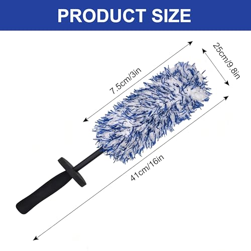 2026 Upgraded Long Handle Wheel Brush, Microfiber Non-Scratch Car Detailing Tool, Soft Bristle Deep Cleaning for Rims, Tires & Wheel Wells, Ergonomic Grip for Easy Wash (1 Pcs, Medium size)