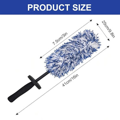 2026 Upgraded Long Handle Wheel Brush, Microfiber Non-Scratch Car Detailing Tool, Soft Bristle Deep Cleaning for Rims, Tires & Wheel Wells, Ergonomic Grip for Easy Wash (1 Pcs, Medium size)