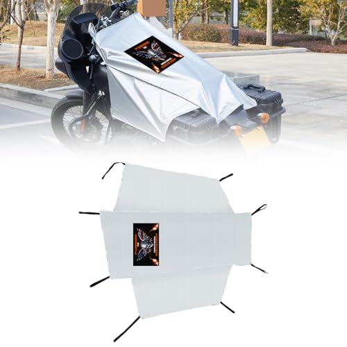 Dream Apparel Motorcycle Seat Cover Sun Shade Waterproof Outdoor Rain Dust Protection Universal Fit Heavy Duty Windproof Motorbike Vehicle Cover with Storage Bag, Silver, Size L - color: Silver & 2nd Amendment, size: L