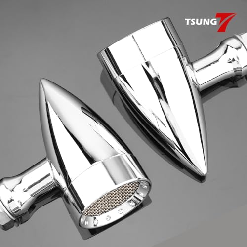 TSUNG 2PCS Motorcycle Bullet LED Front Turn Signal White Amber Light SMD Blinker Indicator for Cruiser Chopper Bobber Cafe Racer Street Bike (SMD-Chrome-White&Amber) - color: SMD-Chrome-White&Amber