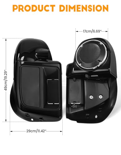 XFMT Motorcycles Vivid Black Lower Vented Leg Fairing W/Speaker Box Pods & Grills Fit For Harley Touring Air-Cooled Road King Street Glide Road Glide Electra Glide 2014-2024 - color: W/ Speaker Pods & Grills For '14-Later