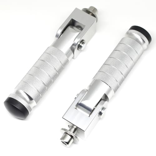 Silver Motorcycle Bicycle Folding Foot Pegs 90 Degree Foldable Electric Motorbike Ebike For Super73 S2/ZX/RX/R/S Passenger Footrests Rearsets Rear Set Footpegs foot Rest Pedals M8 Install Bolts - color: Silver-Foldable