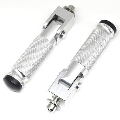 Silver Motorcycle Bicycle Folding Foot Pegs 90 Degree Foldable Electric Motorbike Ebike For Super73 S2/ZX/RX/R/S Passenger Footrests Rearsets Rear Set Footpegs foot Rest Pedals M8 Install Bolts - color: Silver-Foldable