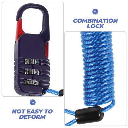 GARVALON Motorcycle Helmet Cable Lock Anti-Theft Resettable Combination Steel Wire Lock with Soft Coating for Electric Scooter Bike Basket Protection Light Blue