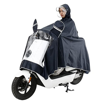 Unisex Adult Poncho Waterproof Rain Poncho Outdoors Bike Ebike Motorcycle Scooter Cycling Jacket Raincoat Cape Rain Cover - color: Navy