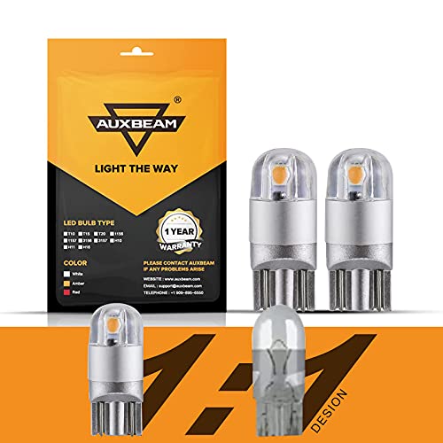Auxbeam 194 T10 LED Bulbs Amber Yellow, Non-Polarity Extremely Bright 168 W5W Car Interior Lights, T10 Replacement Bulb for License Plate lights, Dome Map Light, Dashboard Lights, 2 PCS - color: Yellow, size: 2 Pack