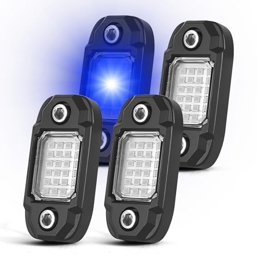 4 Pods Blue Rock Light LED Waterproof Neon Trail Rig Lamp Underglow Lights for Car Truck Motorcycle SUV ATV UTV (Blue) - color: Blue