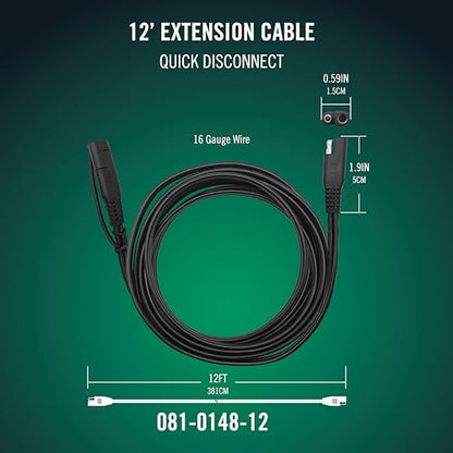 Battery Tender 12 Foot Extension SAE Cable 4 Pack - Designed for Use with Battery Tender Chargers - Quick Connect Plugs for Easy Connection to Motorcycle, Cars, ATVs and More - 081-0148-12-BG4 - style: 12.5 feet, Pack of 4