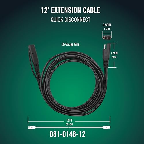 Battery Tender 12 Foot Extension SAE Cable 4 Pack - Designed for Use with Battery Tender Chargers - Quick Connect Plugs for Easy Connection to Motorcycle, Cars, ATVs and More - 081-0148-12-BG4 - style: 12.5 feet, Pack of 4