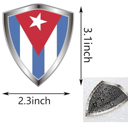 Cuba Flag Decal Sticker - Cuban Flags Shield Shape Reflective Vinyl Car Stickers - for Car Window Bumper Laptop Waterproof Sticker (5Pcs) - color: Cuba