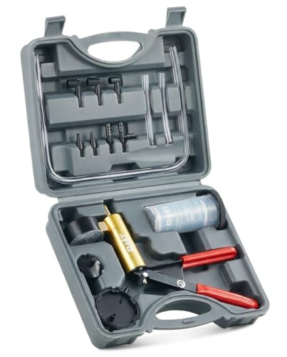Orion Motor Tech Brake Bleeder Kit with Hand Vacuum Pump and Adapters, Brake Bleeding Kit for Brake Fluid Power Steering Fluid More, Vacuum Brake Bleeder Pump with Pressure Gauge - color: Gray