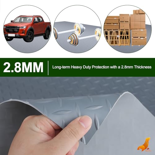 SEAL 4 x 10 FT Premium Garage Floor Mat, Solid 2.8mm Thick Lay-Flat Gray Commercial Grade Heavy Duty Parking Mat for Golf Cart, Workbench, ATV, Water/Stain Resistant Runner (Embossed Diamond Plate) - size: 120"L x 48"W x 0.1"Th
