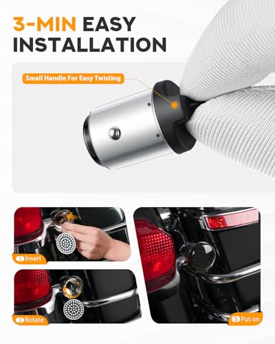 PBYMT New 1157 LED Motorcycle Rear Turn Signals Bulbs 2 Inch Bullet Lights with Smoked Lens Covers Fit for Harley Davidson Touring Dyna Softail Sportster Street Glide Road Glide Iron 883, 2PCS
