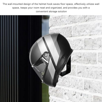 4PCS Motorcycle Helmet Holder Hook, Wall Mounted Motorbike Jacket Display Rack with Mounting Screws, Heavy Duty Metal C Style Double-Hook Rack for Helmets Clothes Bags