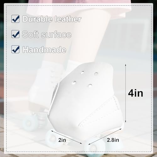 100% Real Cowhide | Toe Cap Guard Protectors | Roller Skate Derby Speed 1 Pair(White) - color: White