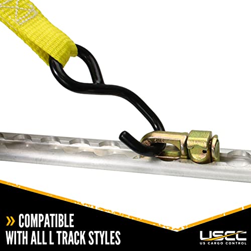 US Cargo Control L Track Double Stud Fitting (4 Pack) 5,000 Pounds Break Strength, Use with L Track Rails in Truck Bed or Trailer to tie Down ATV, Motorcycle, Automatic Locking with Spring Release - size: 4 units