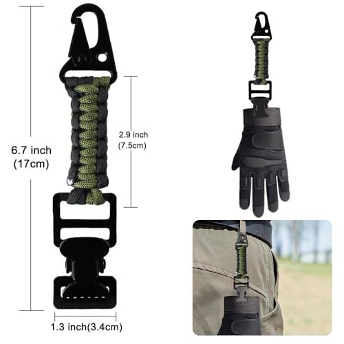 2PCS Heavy Duty Glove Holder with Metal Alligator Glove Clip for Duty Belt, Firefighter, Hiking, Rescue - color: Black & Green