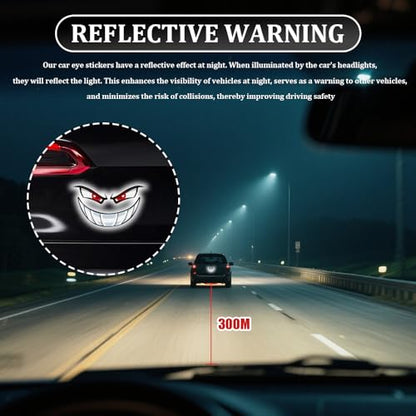 Car Reflective Devil Eyes Sticker Decal, Devil Smile Auto Safety Warning Sticker, Waterproof Self-Adhesive Evil Grin Eyes Sticker for Cars, Motorcycles, Trucks, Laptops, Windows (Style 1) - color: Style 1