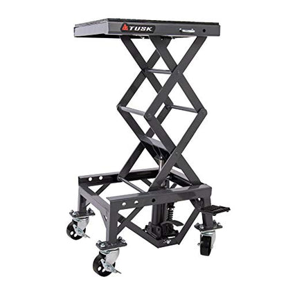 Tusk Scissor Lift Stand – Adjustable 13.75–34″ Heavy-Duty Motorcycle Lift Stand with Casters & Rubber Top Pad – Supports Up to 300 lb for Dirt Bike, ATV & UTV Maintenance