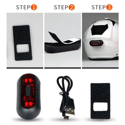 Riloer LED Helmet Light, Motorcycle Bike Rear Red Safety Helmet Light, Warning Tail Light for Night Riding with Rechargeable Battery & USB