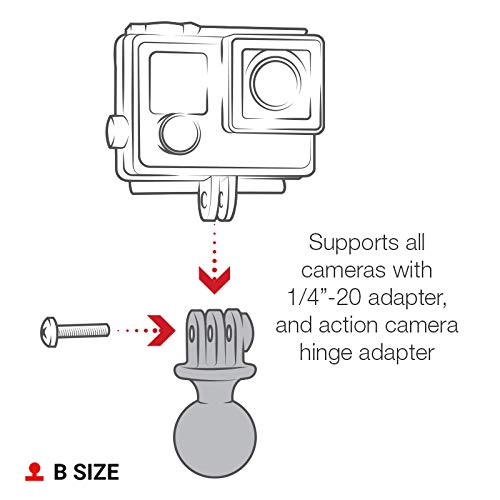 RAM Mounts Action Camera Ball Adapter – Compatible with GoPro-Style Mounts, B Size 1" Ball (RAP-B-202U-GOP1)