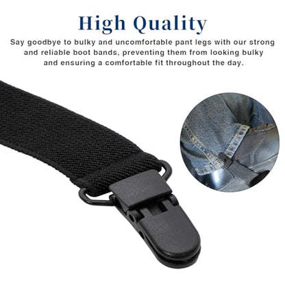 CONSIO 4 Pcs Boot Straps for Cowboy Boots, Elastic Boot Straps Clamp for Pants for Women and Men Riding Motorcycle Mitten Pants