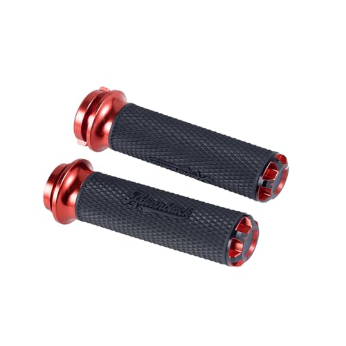 Advanblack AXION Performance Grips, Electronic Throttle Control Grips Compatible with Harley Touring Road Glide Street Glide, Softail - color: Red