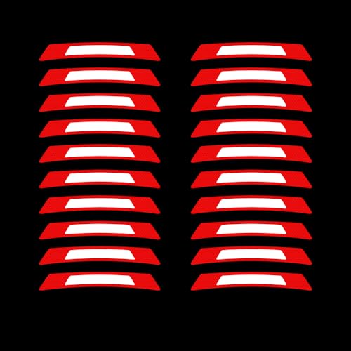 20PCS Strong Reflective Car Wheel Hub Stickers for Cars Helmet Night Safety Warning Reflective Stripe Decals Auto Truck Motorcycle Bicycle Wheels Rim Reflective Stickers (Red) - color: Red