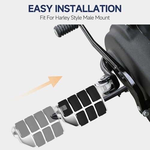 10MM Motorcycle Highway Pegs, Passenger Footpegs Male Mount Aluminum Foot Rest Pedal Compatible with Harley Touring Street Glide Road King Road Electra Glide Sportster Dyna Softail (Chrome) - color: 3#Chrome