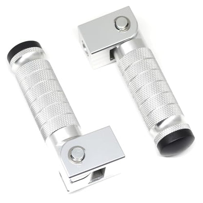 Silver Motorcycle Bicycle Folding Foot Pegs 90 Degree Foldable Electric Motorbike Ebike For Super73 S2/ZX/RX/R/S Passenger Footrests Rearsets Rear Set Footpegs foot Rest Pedals M8 Install Bolts - color: Silver-Foldable