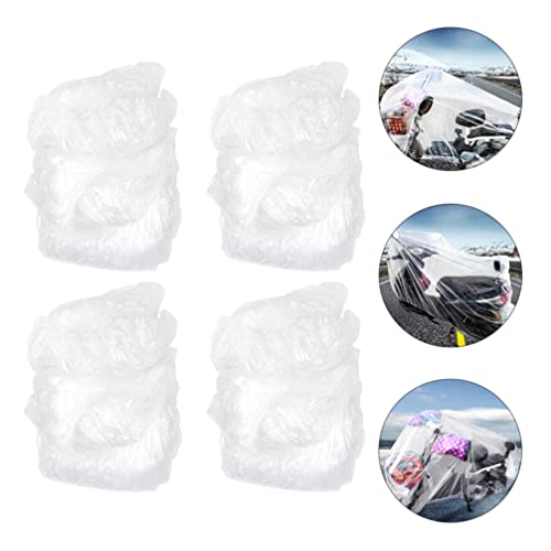 Disposable Waterproof Motorcycle Covers 4-Pack Clear Plastic Bike Protective Covers 78.74X47.24X19.68In Weatherproof Outdoor Dust Rain Protection - size: M